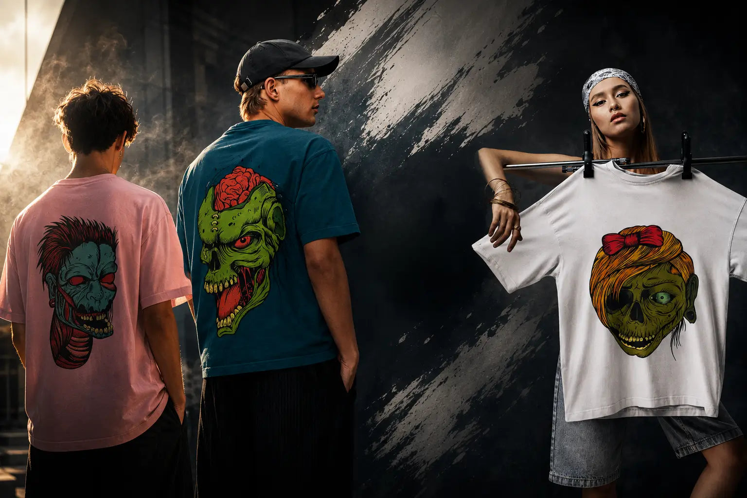 Model wearing streetwear clothing